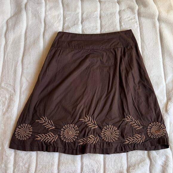 Vintage Y2K Brown Floral Embroidered Low Rise Skirt size 8 Whimsygoth - Picture 9 of 9